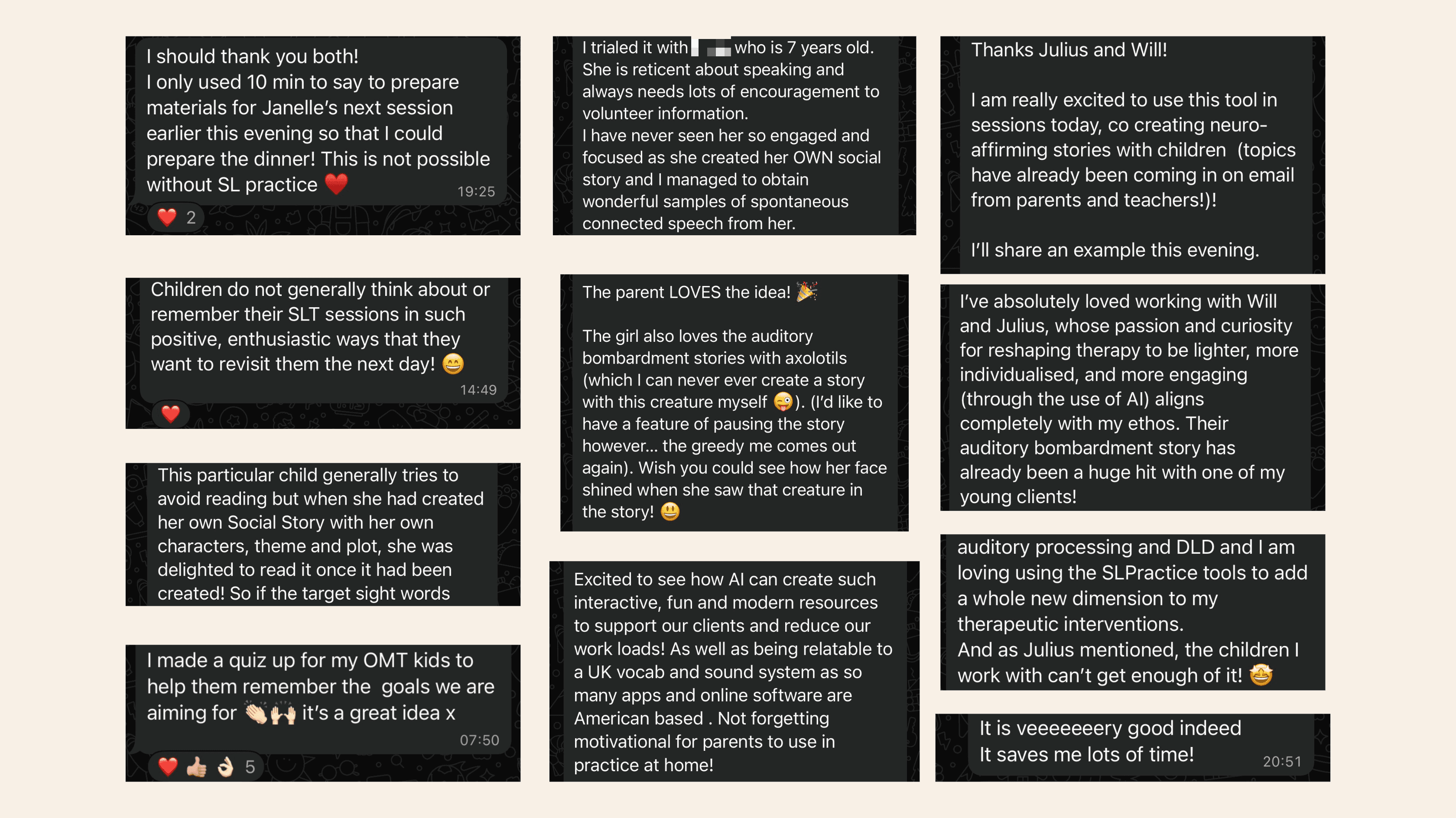 Kind words from therapists